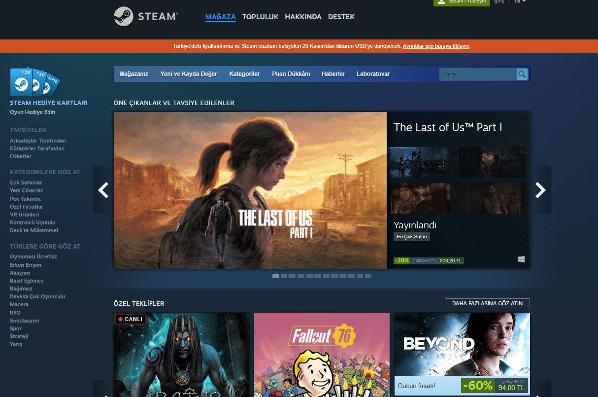 Steam T Rkiyeden Ekiliyor Art K Oyunlar Tl Ile De Il Dolar Ile