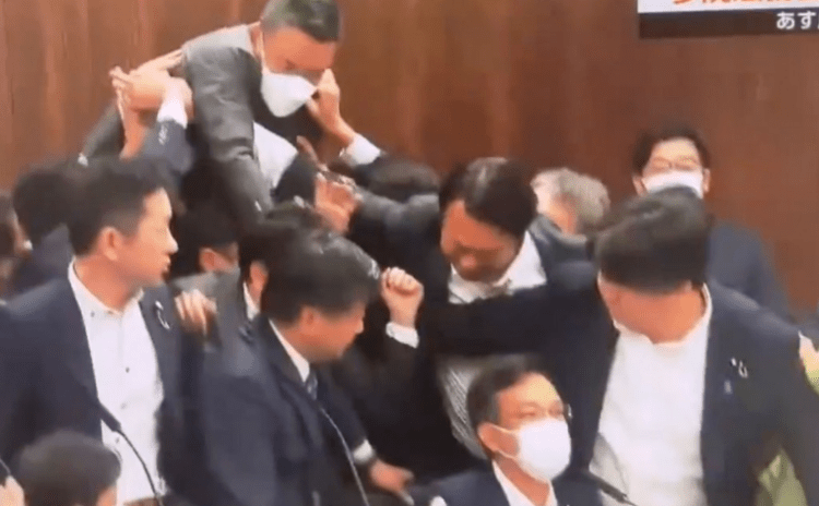 Japonya'da tartışmalı göçmen yasası: Parti lideri, milletvekillerinin üzerine çıktı