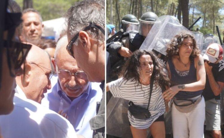Kılıçdaroğlu Akbelen’e gitti, kesim alanına girmeyince protesto edildi