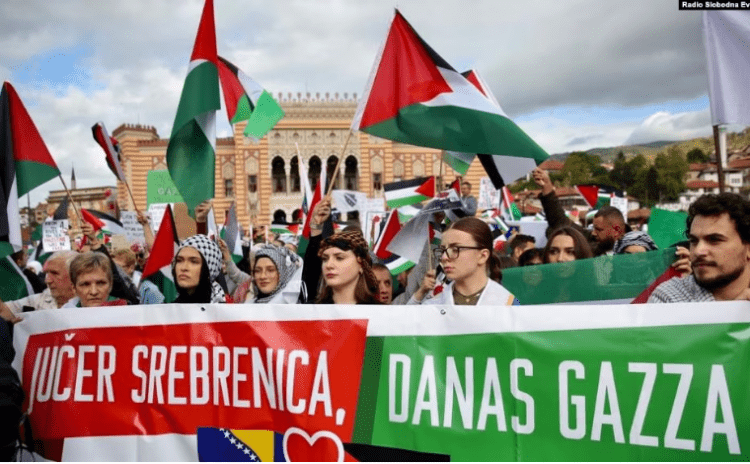 'Dün Srebrenitsa, bugün Gazze': Binlerce kişi Filistin için sokağa döküldü