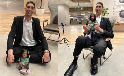 Yeniden buluştular: Dünyanın en uzun adamı ile en kısa kadını Kaliforniya’da