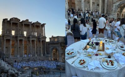 Dünya mirası Efes’te özel davet yemeğine büyük tepki