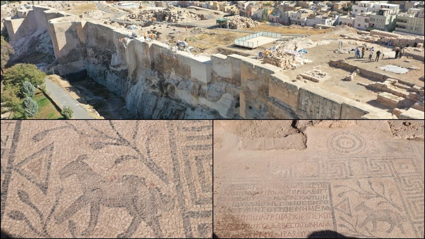 Urfa Kalesi’nde 5. yüzyıla ait yazıtlı mozaik gün yüzüne çıkarıldı