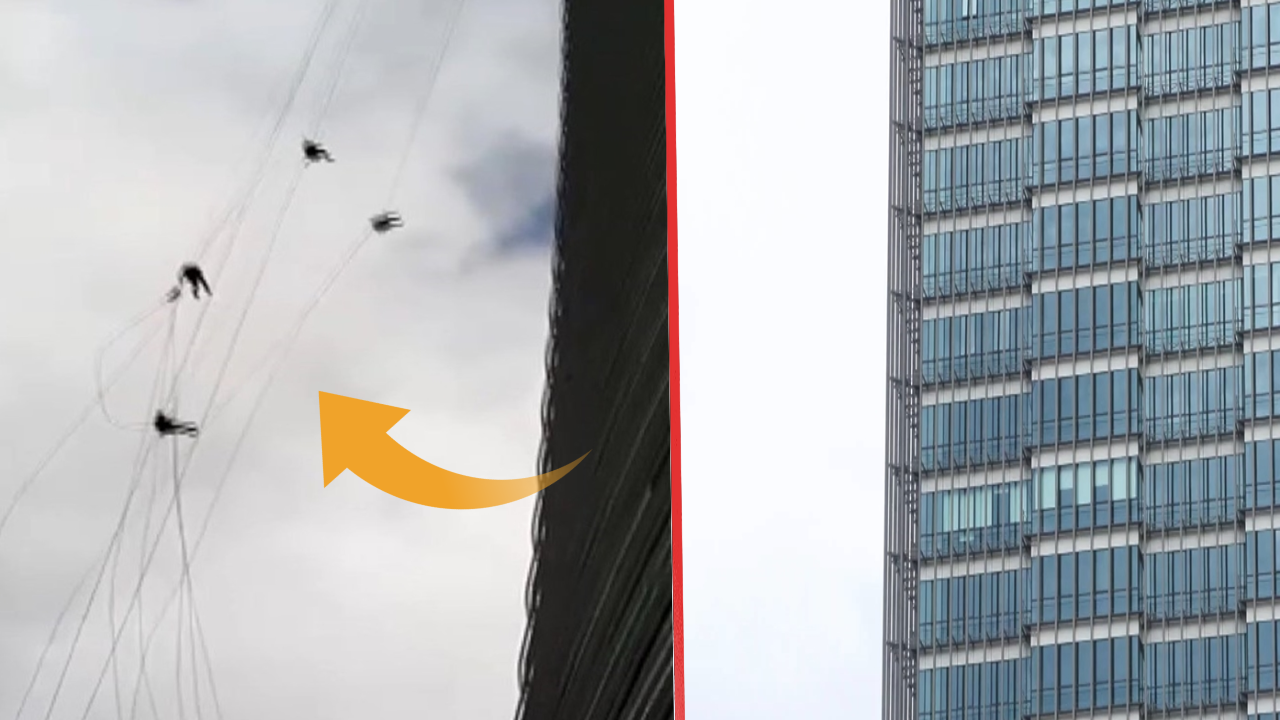 Gökdelende felaket: İşçiler fırtınada savruldu!