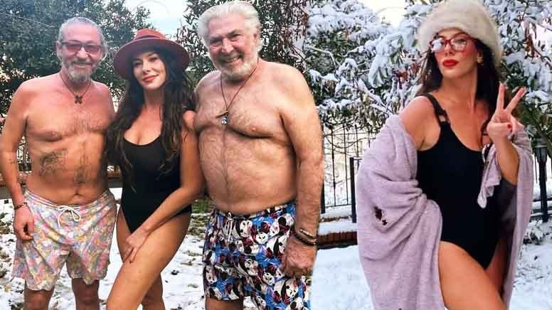 Özyağcılar ailesi karların üzerinde