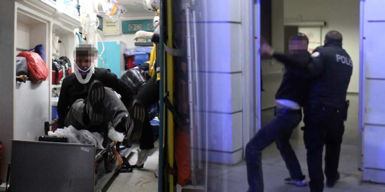 Bıçaklandı, sedyeden atlayıp gazetecilere saldırdı