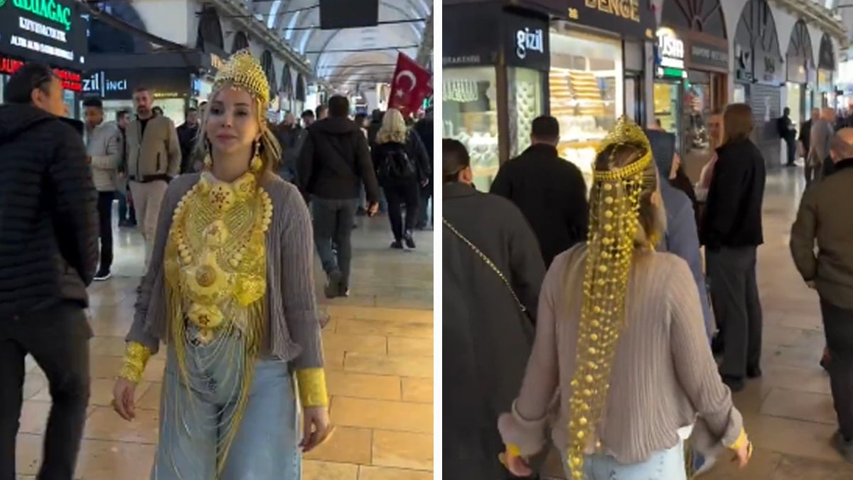 Kocası kuyumcu olunca: Kilo kilo altın takıştırıp Kapalıçarşı turu attı
